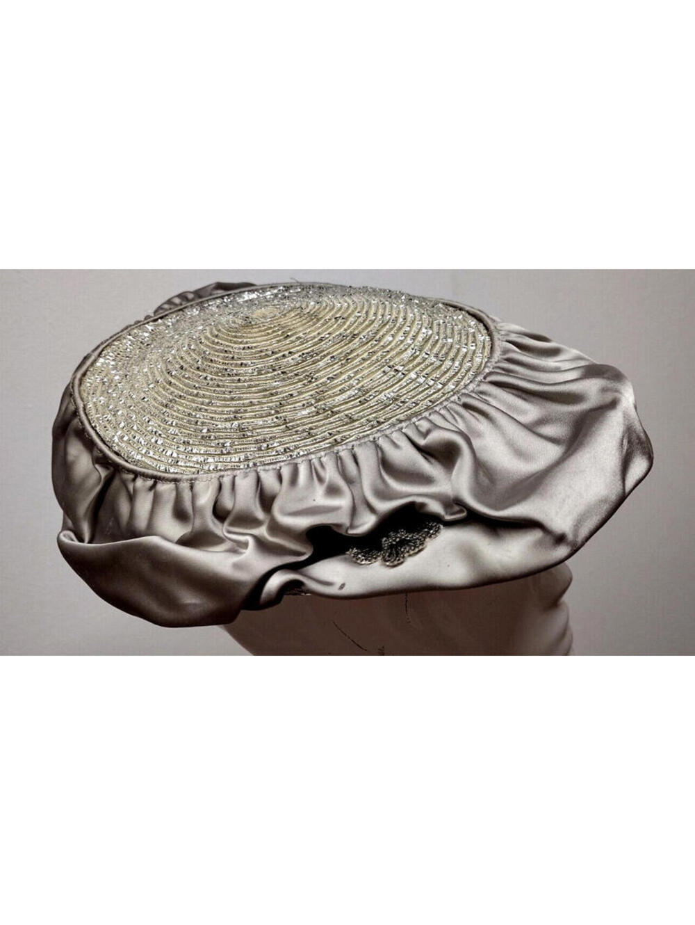 Vintage Valerie MODES 50s Glamour Silver Metallic Handmade Hat 50s Funky Glam